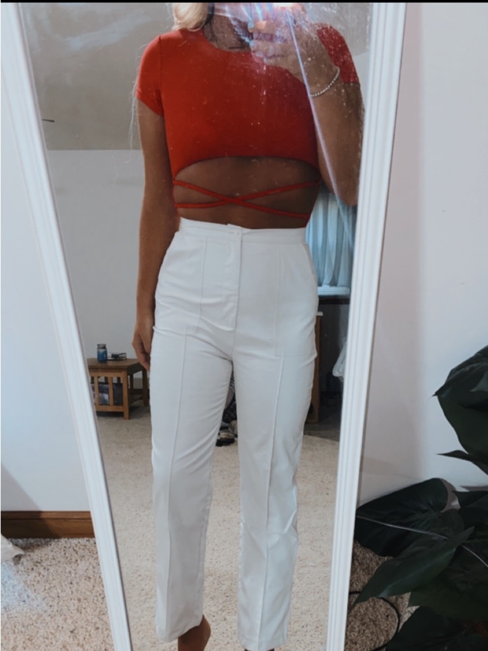 Princess Polly Red Ribbed Bodysuit with cutout - Picture 4 of 7